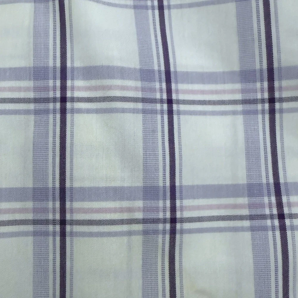 Banana Republic Mens L Non-Iron Tailored Slim Fit Purple White Plaid Dress Shirt